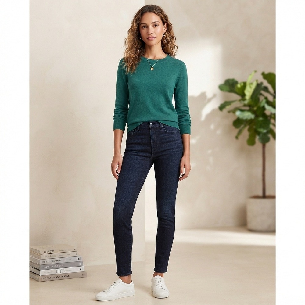 J.Crew Teddie Sweater Long Sleeve Crewneck Wool Blend Teal Green Medium Regular